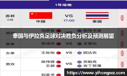 泰国与伊拉克足球对决胜负分析及预测展望